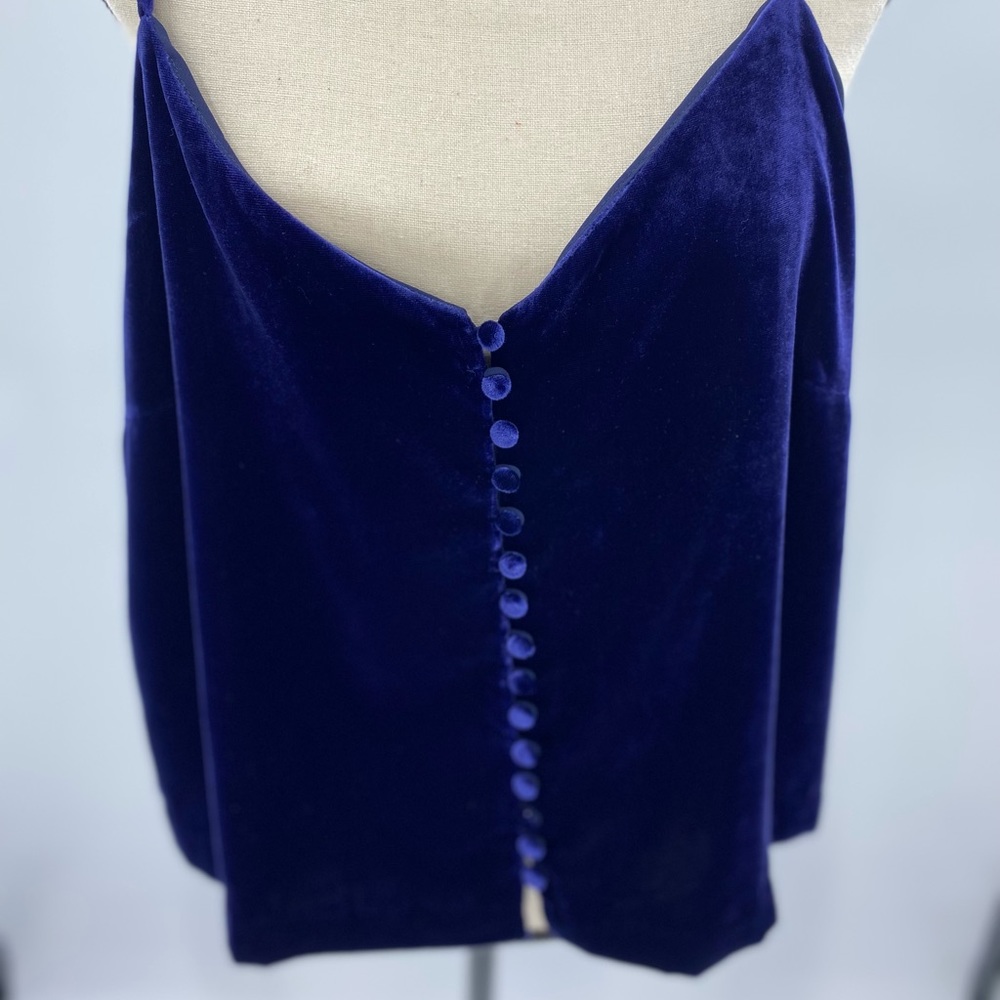 Madewell Crushed Velvet Spaghetti Strap ‘True Blue’ Crop Top Woman’s Size 14